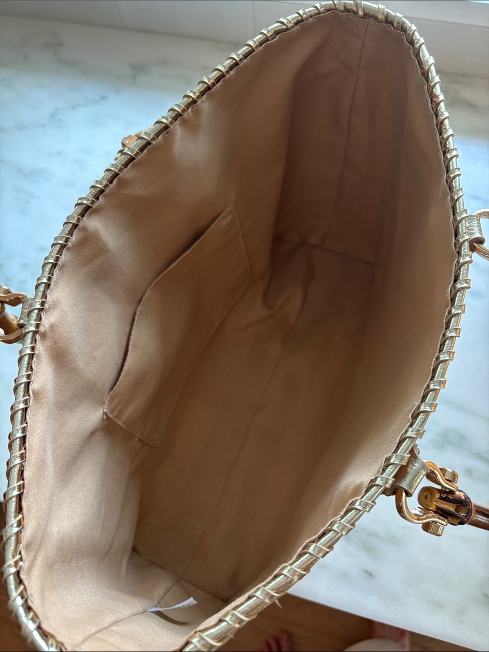 Lilly Pulitzer Cork Natural Greydon Tote Bamboo handles - Picture 5 of 9